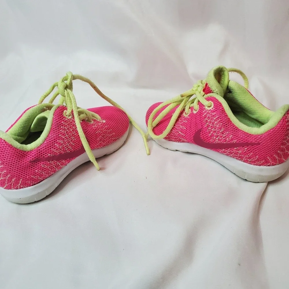 Nike Shoes Toddler Size 5c Flex Athletic Running Sneakers 725072-600 Pink‎ Green